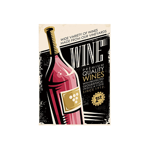 Cuadro decoración metálico 30x40 vino premium