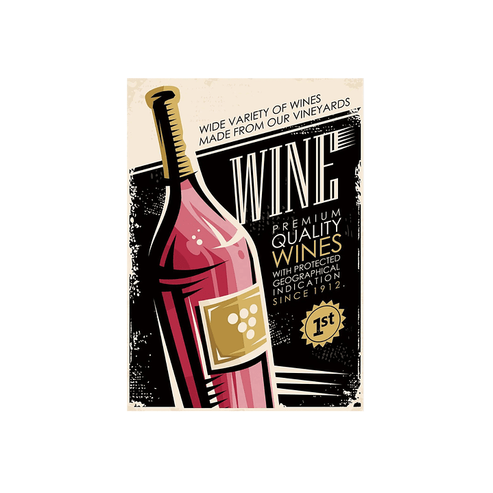 Cuadro decoración metálico 30x40 vino premium 1
