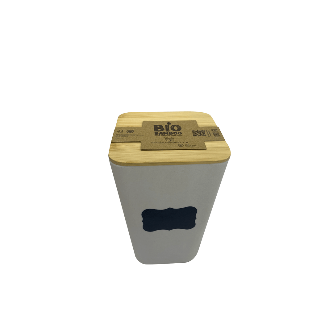 Canister Bio Bamboo 18 cm Blanco/Madera 2