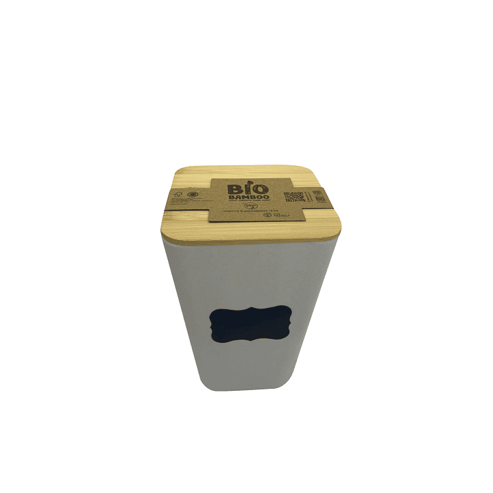 Canister Bio Bamboo 18 cm Blanco/Madera 2
