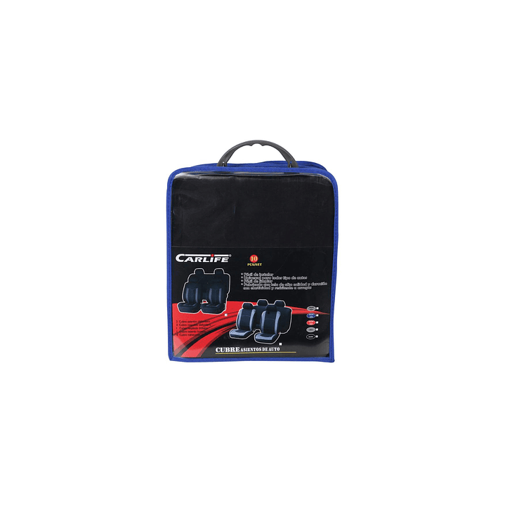 Funda cubre asiento auto tela negro gris Carlife 10 piezas 1