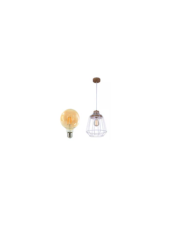 Set Lampara de colgar Alya Blanco + Ampolleta Led G95 Classic Vintage 6W