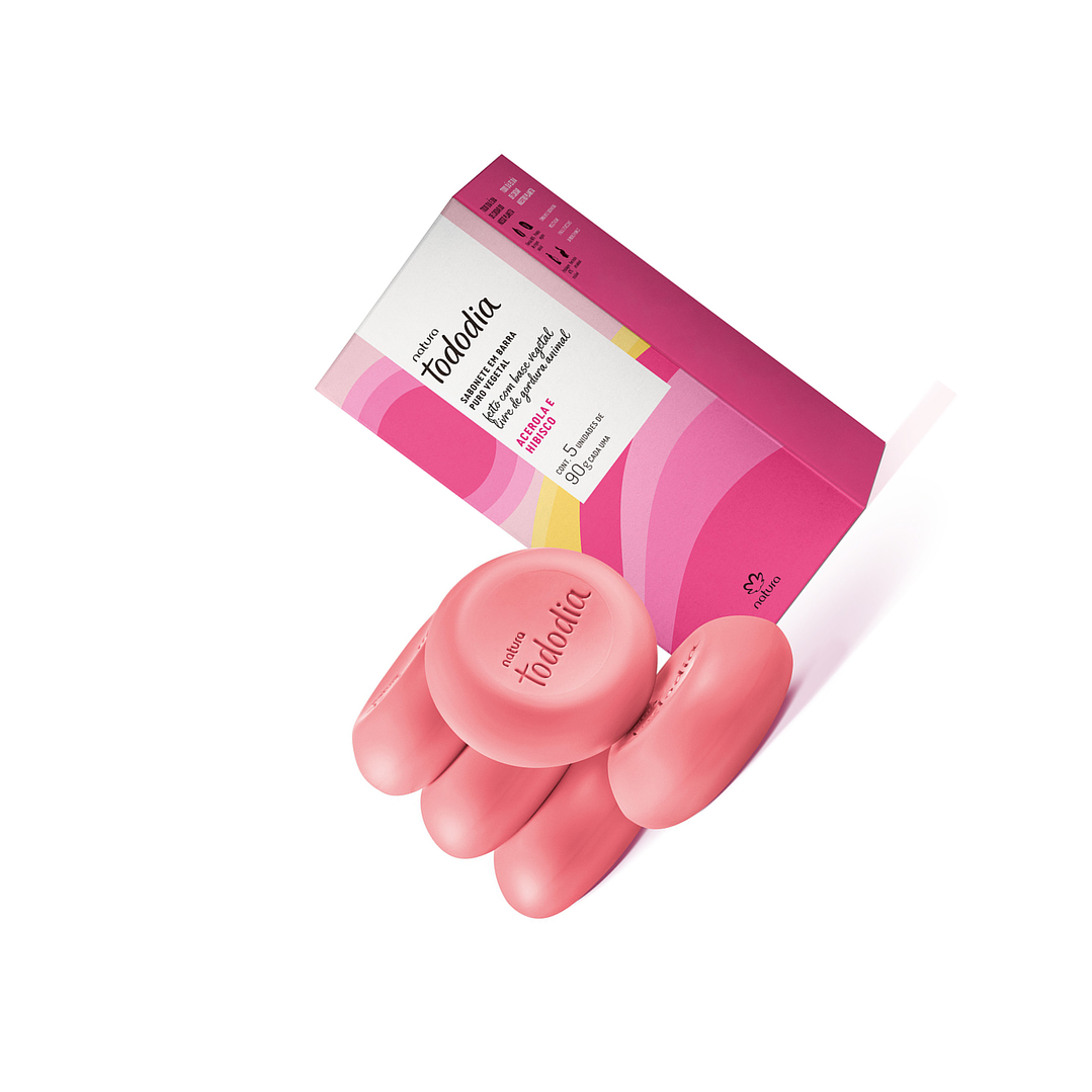 Jabón en Barra Acerola e Hibisco 5 uni 90g c/u Natura 2