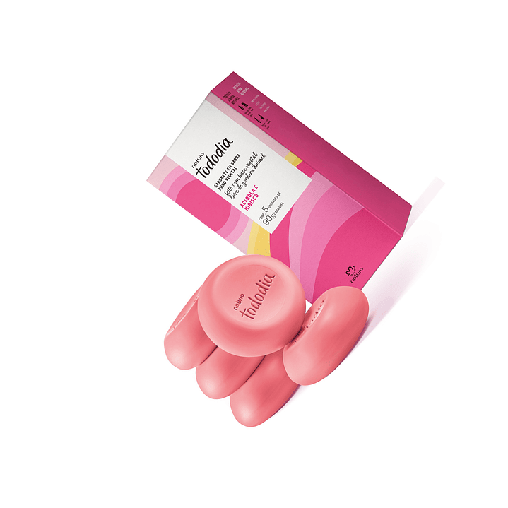 Jabón en Barra Acerola e Hibisco 5 uni 90g c/u Natura 2