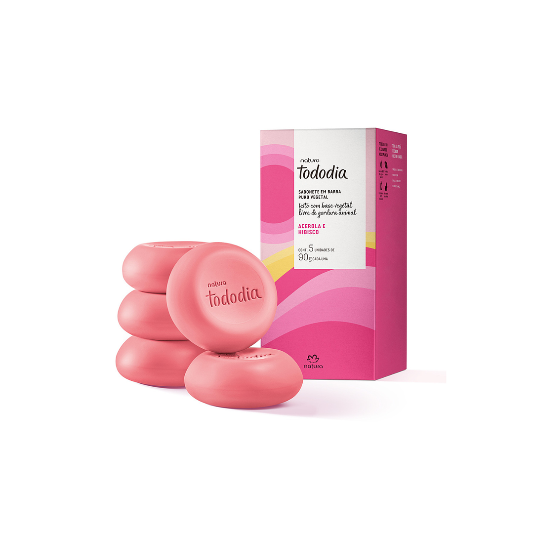Jabón en Barra Acerola e Hibisco 5 uni 90g c/u Natura 1