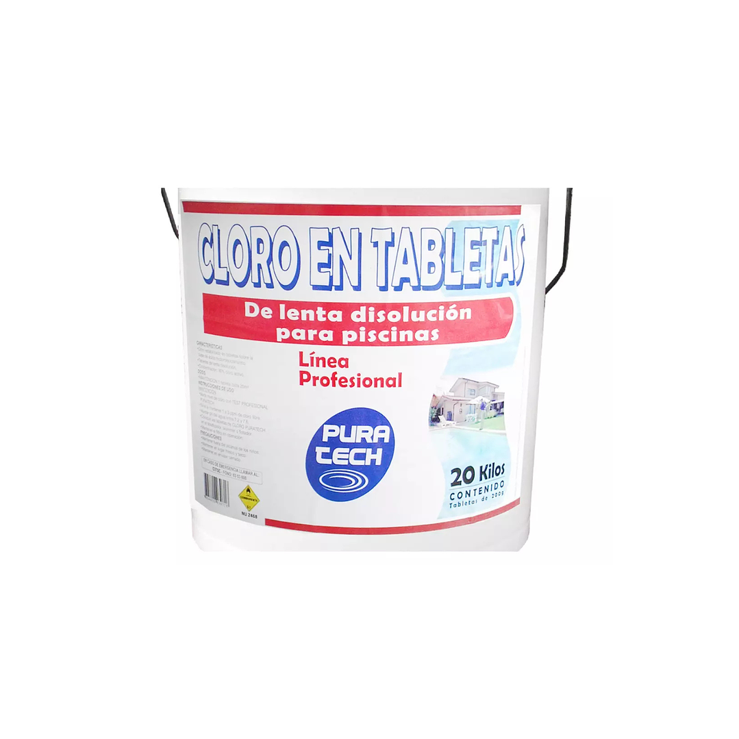 Cloro tableta piscina 20 kg Pura tech 2