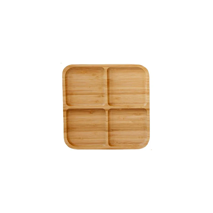 Plato aperitivo 4 divisiones bambu 19x19 cm 1