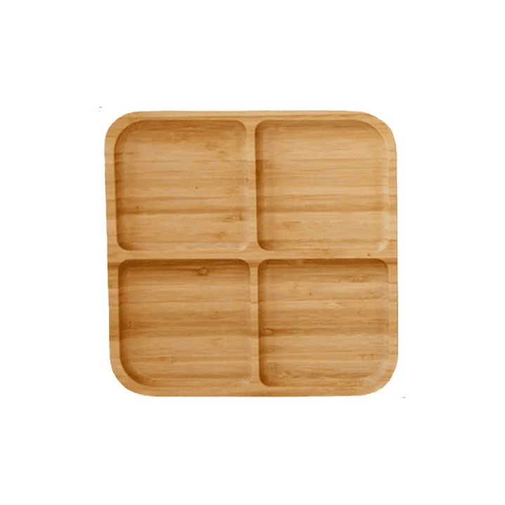 Plato aperitivo 4 divisiones bambu 19x19 cm 1