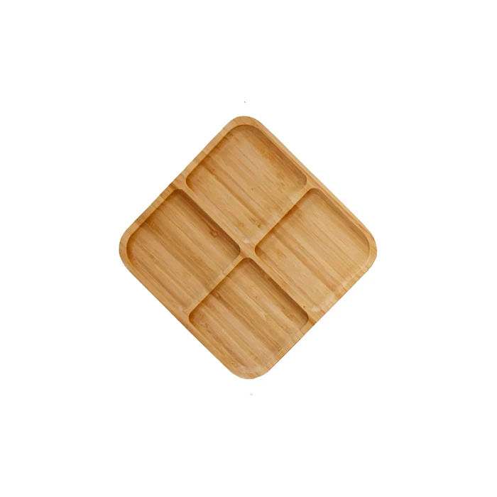 Plato aperitivo 4 divisiones bambu 19x19 cm 2