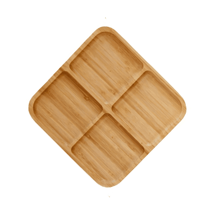 Plato aperitivo 4 divisiones bambu 19x19 cm 2