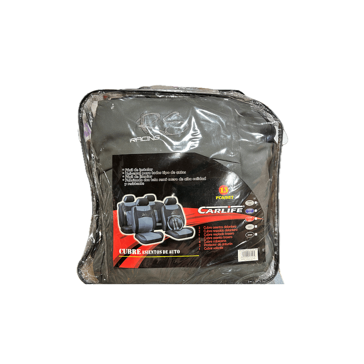 Funda asiento auto semi cuero 13 piezas Carlife Gris 1