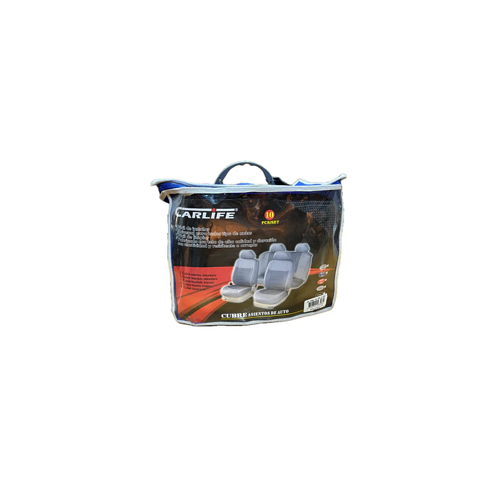 Funda cubre asiento auto tela gris Carlife 10 piezas 1