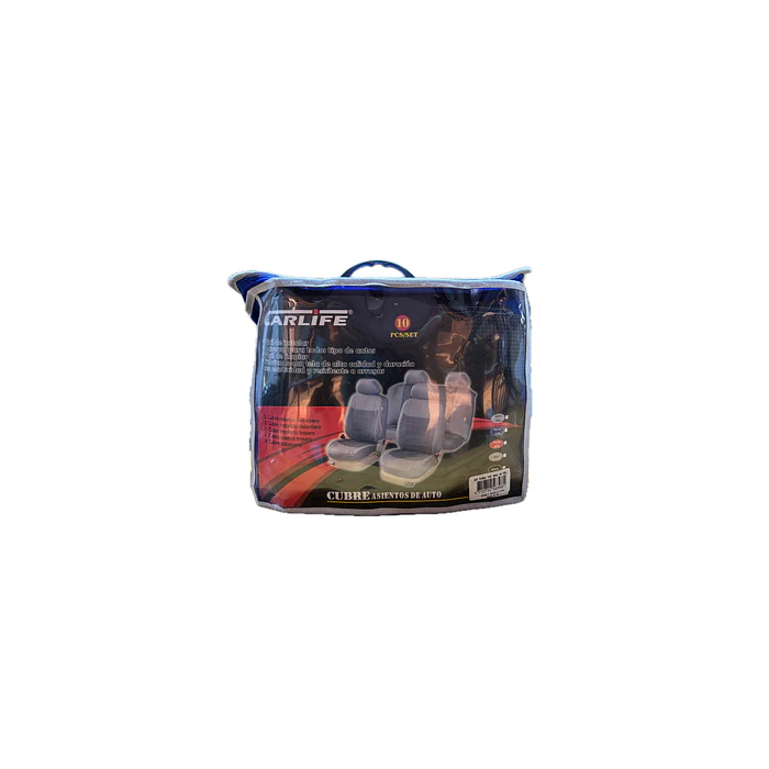 Funda cubre asiento auto tela gris Carlife 10 piezas 2