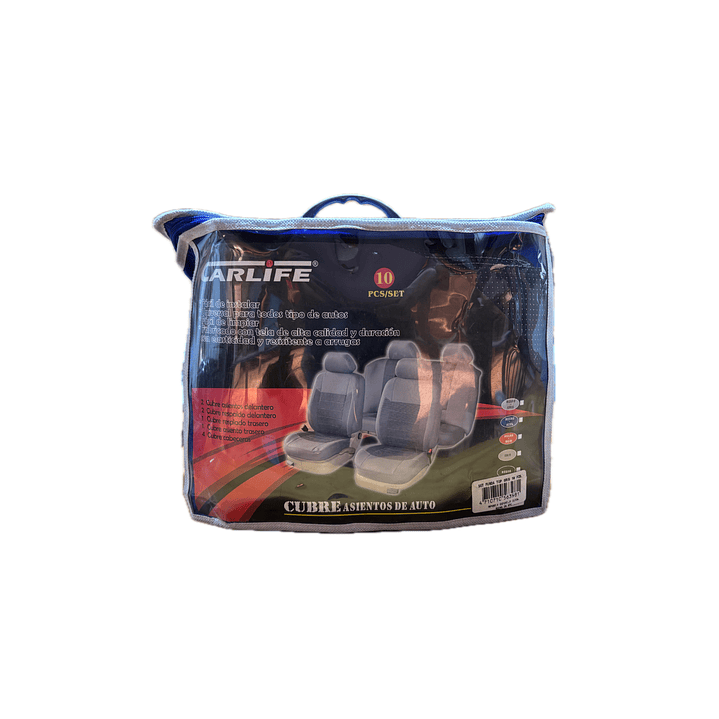Funda cubre asiento auto tela gris Carlife 10 piezas 2