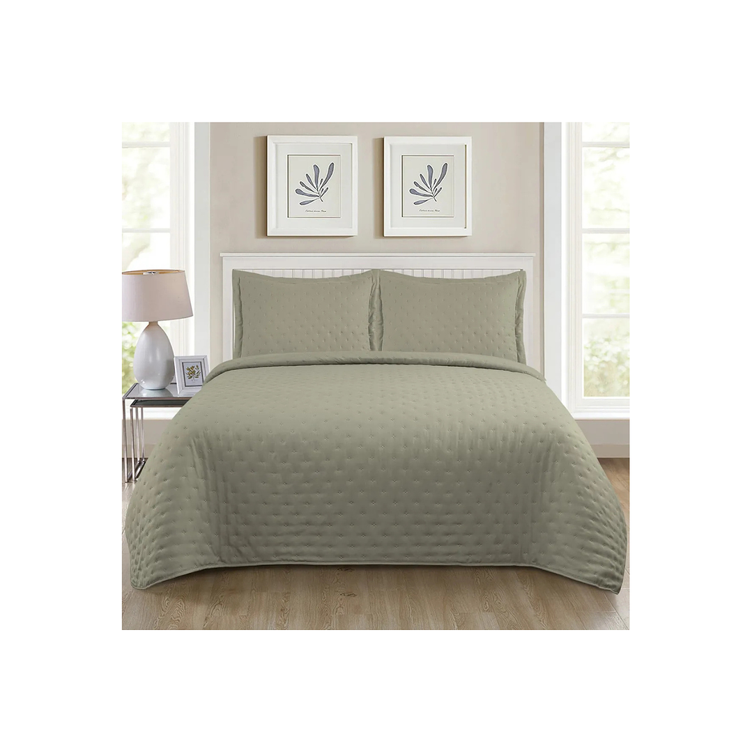 Cubrecama Quilt MF Roma Olivo 2 Plazas Illusions 1