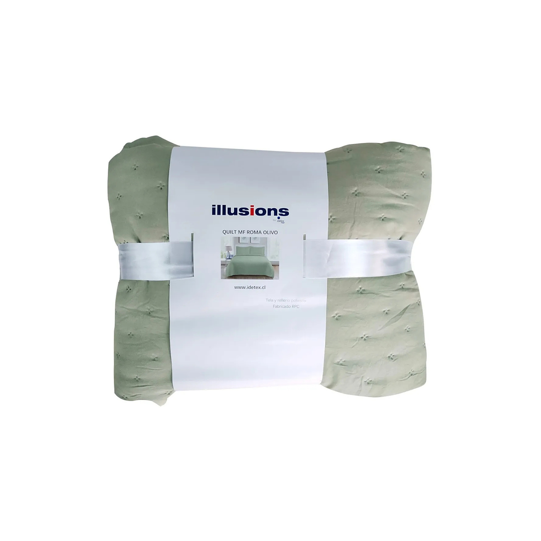 Cubrecama Quilt MF Roma Olivo 2 Plazas Illusions 2