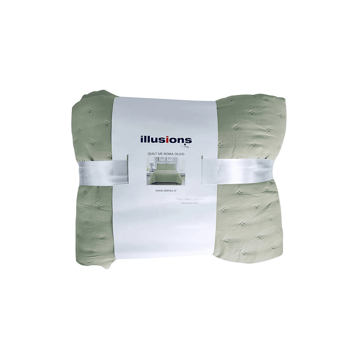 Cubrecama Quilt MF Roma Olivo 2 Plazas Illusions 2