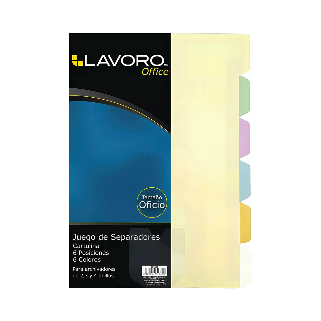 Separadores Cartulina Oficio 6 Posiciones Lavoro  1