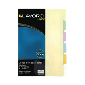 Separadores Cartulina Oficio 6 Posiciones Lavoro 