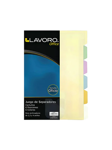 Separadores Cartulina Oficio 6 Posiciones Lavoro 