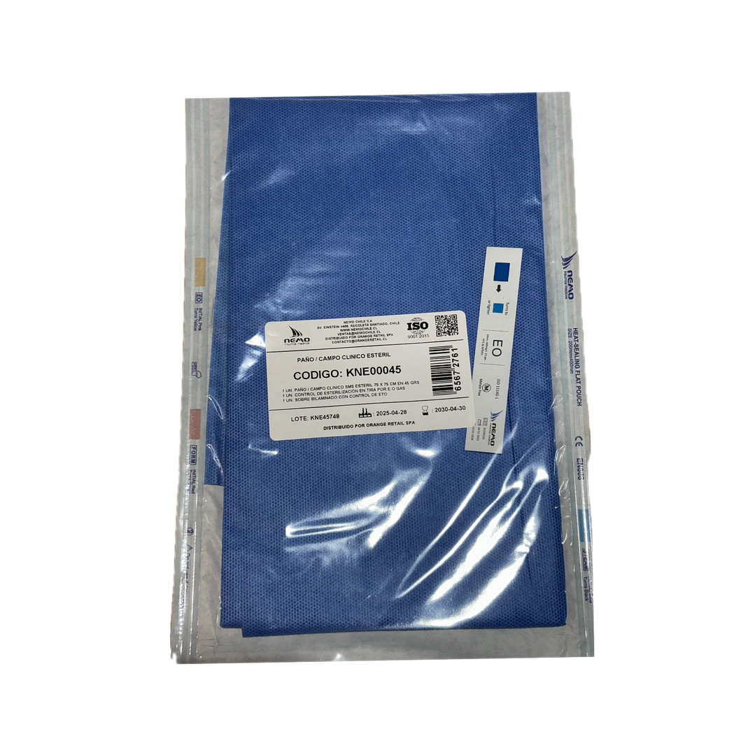 Pack 10 Paño Campo Clinico Estéril 75x75 en 45gr Nemo 3