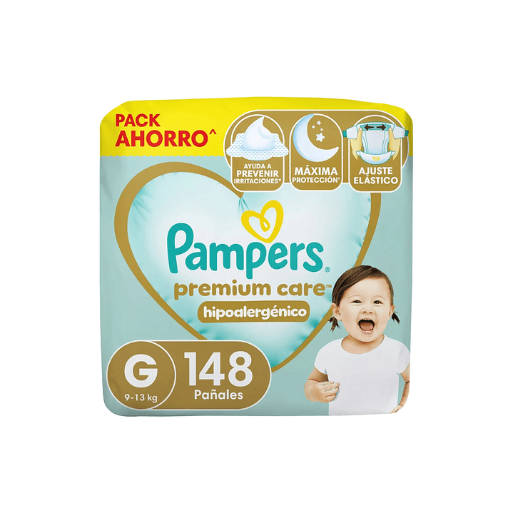 Pañales Pampers Premium Care Talla G 148 Un 1