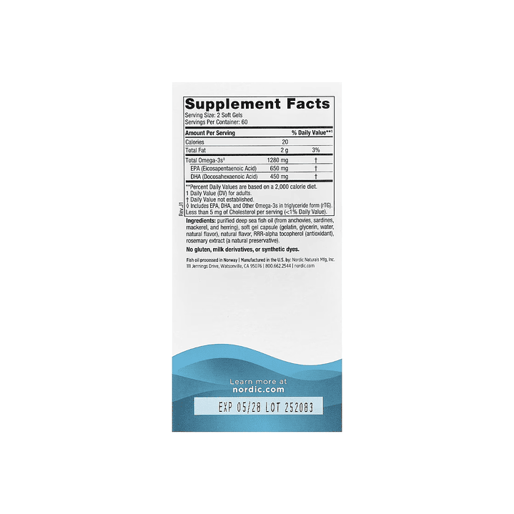 Ultimate Omega Nordic Naturals 1280mg 120 Cápsulas 3