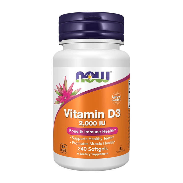 Vitamina D-3 2000 UI Now Foods 240 Cápsulas 1