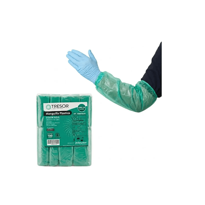 Manguilla Desechable Plastica 100unid Verde Tresor 1