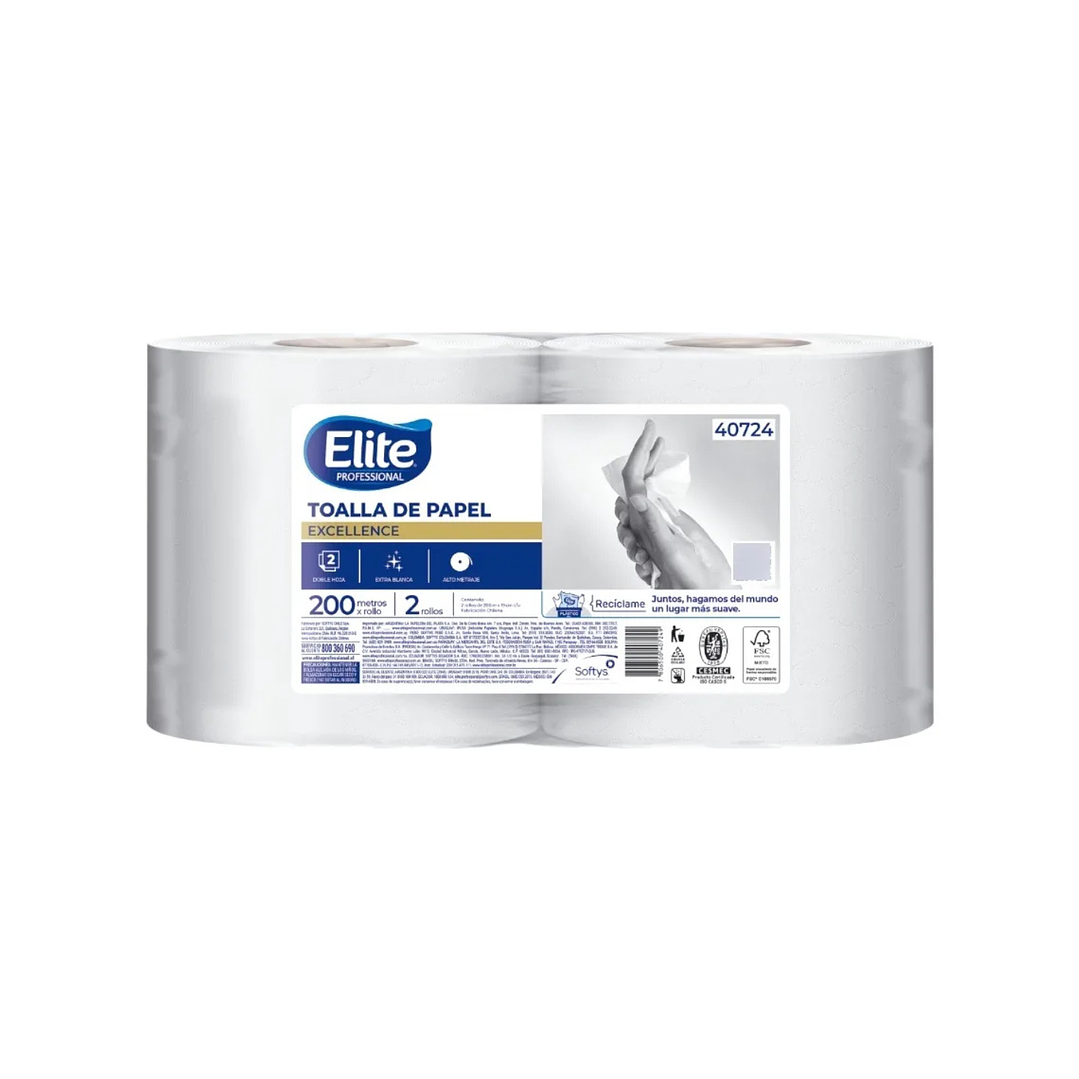 Papel Toalla Doble Hoja 2*200 Mt Cod 40724 Elite 1