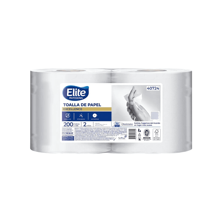 Papel Toalla Doble Hoja 2*200 Mt Cod 40724 Elite 1