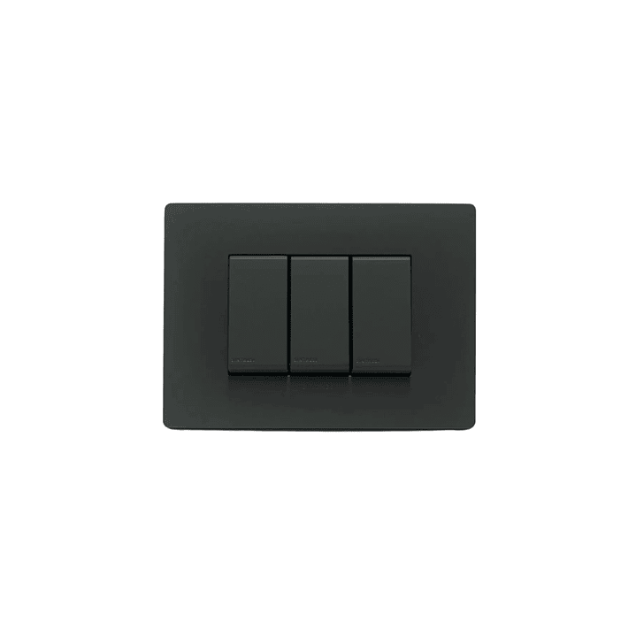 Interruptor triple 9/24 Armado Negro Mate 1