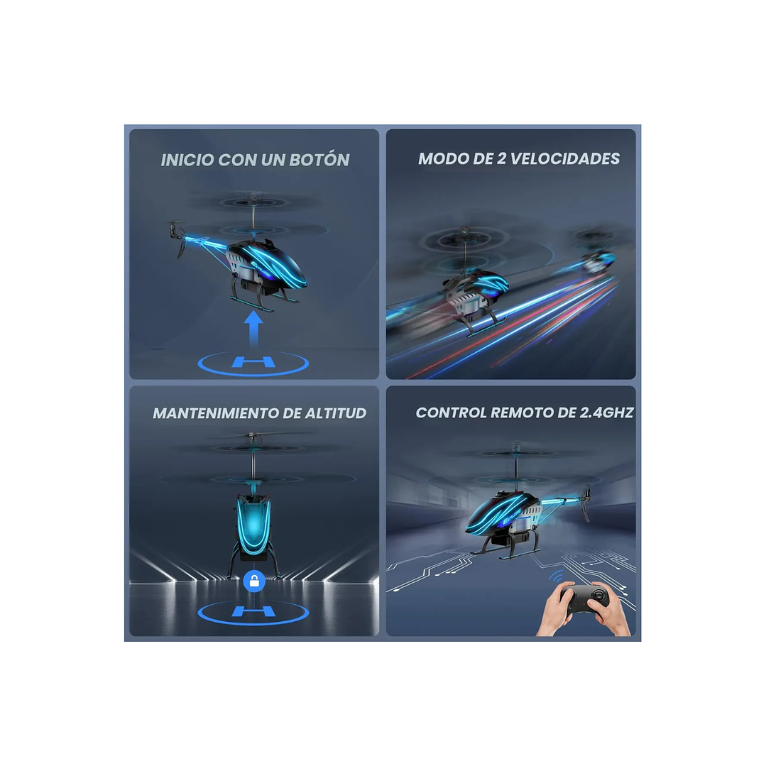 Helicóptero Rc Con Luces Led 7 Colores Y 30 Minutos De Vuelo 3
