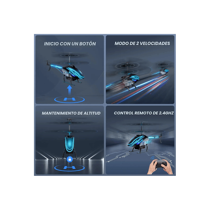Helicóptero Rc Con Luces Led 7 Colores Y 30 Minutos De Vuelo 3