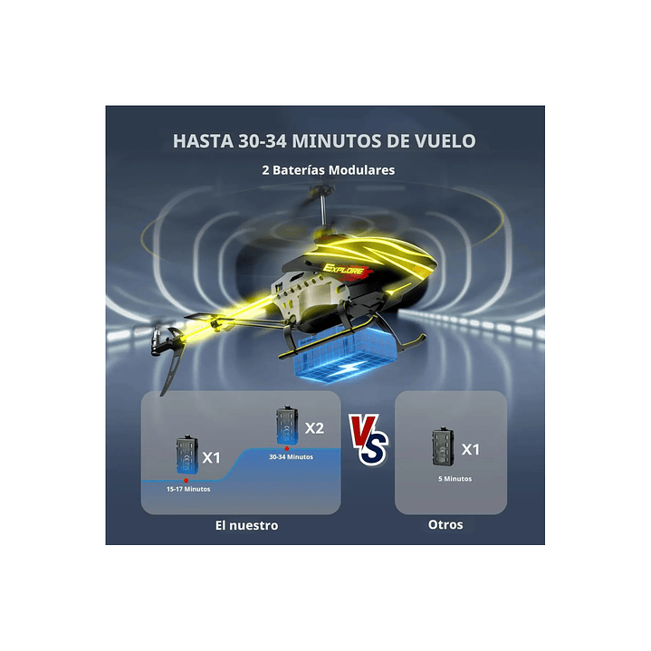 Helicóptero Rc Con Luces Led 7 Colores Y 30 Minutos De Vuelo 4
