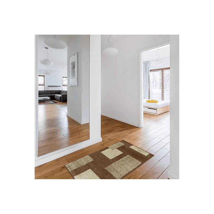 Bajada de Cama Carrera Cuadros 50x90 cm Polipropileno Café 3