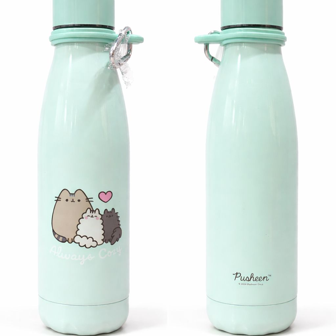 Botella termica aluminio marca Pusheen 500ml Celeste  1