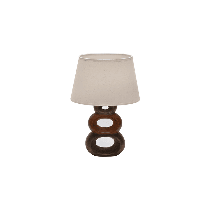 Lámpara de Mesa Moderna Madera Aros Beige E27 Abitare 1