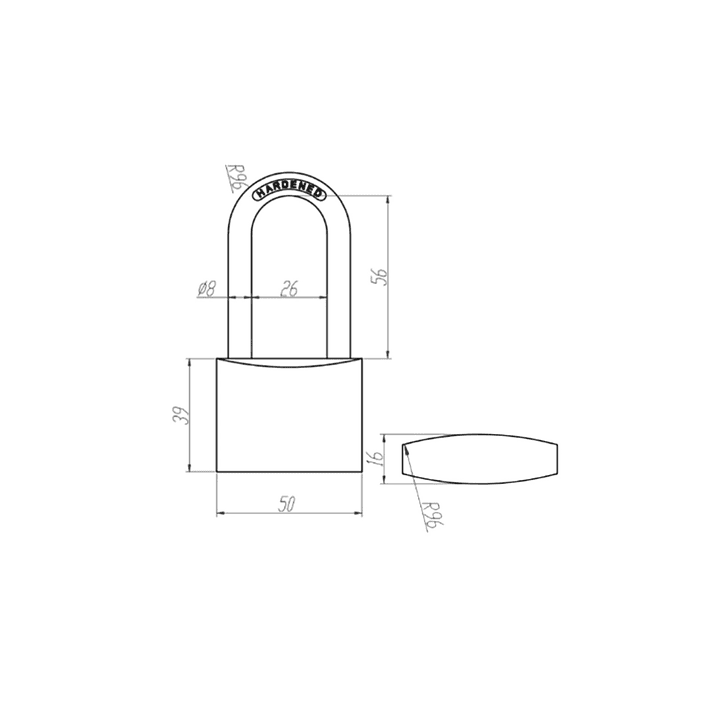 Candado Serie B 50mm Gancho Largo 56mm Odis 3