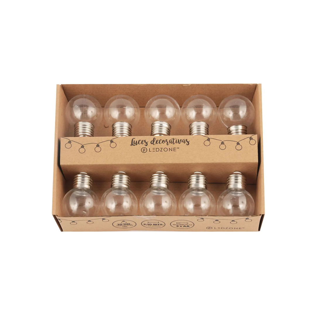 Guirnalda 10L ampolleta LED transparente Ledzone 1