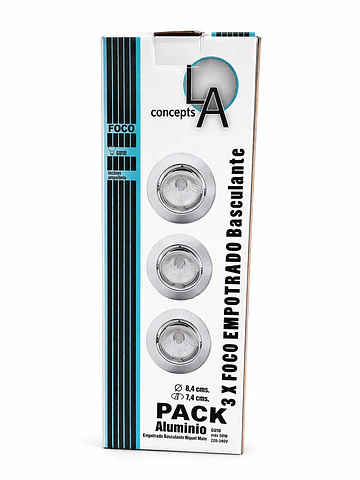 Pack 3 Foco Empotrado Basculante Aluminio