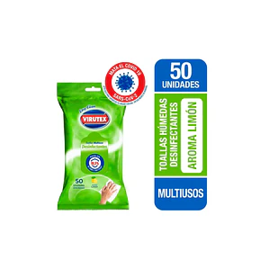 Toallas Desinfectantes Multiuso Limón Virutex 50uni