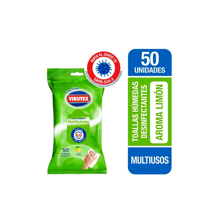 Toallas Desinfectantes Multiuso Limón Virutex 50uni 1