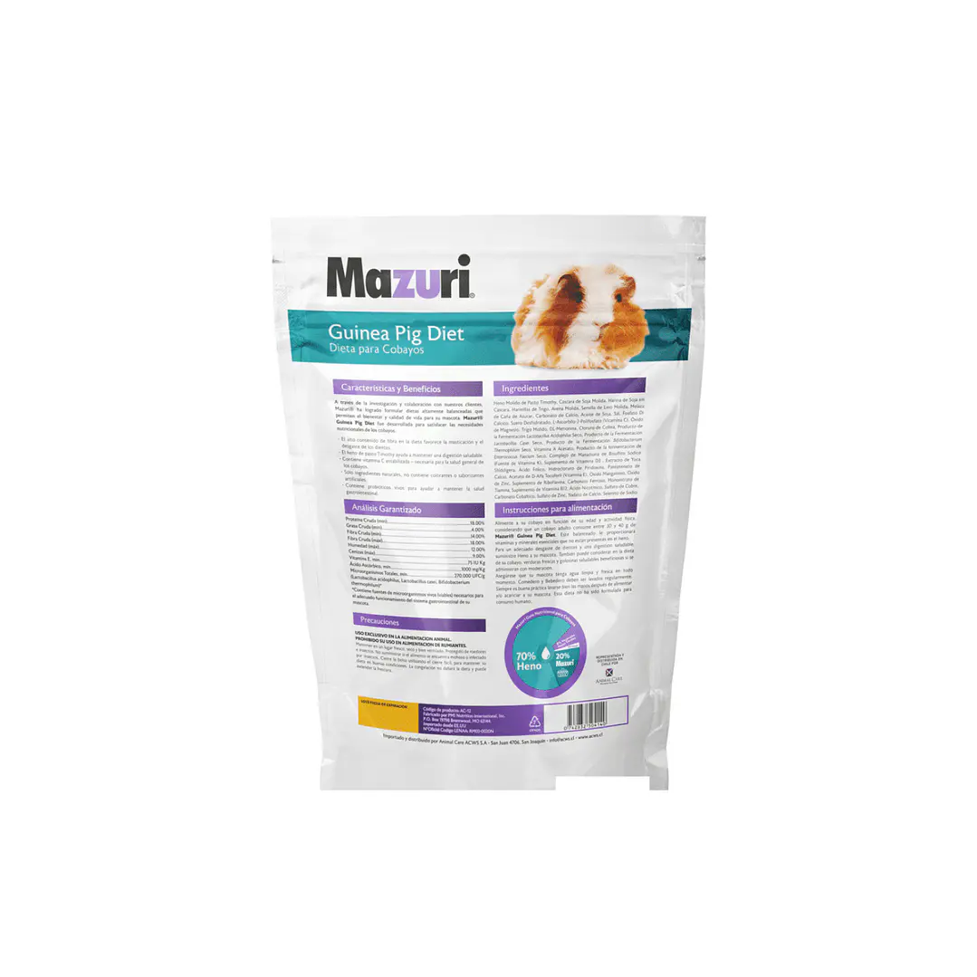 Alimento Cobayo Guinea Timothy Diet 1Kg Mazuri 2