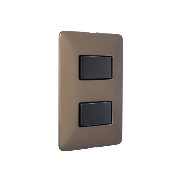 Interruptor Doble 9/12 + 9/24 Bticino Matix Gris con placa Titanio 2