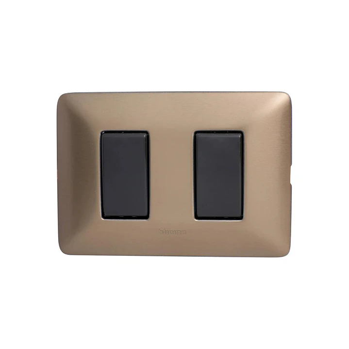 Interruptor Doble 9/12 + 9/24 Bticino Matix Gris con placa Titanio 1