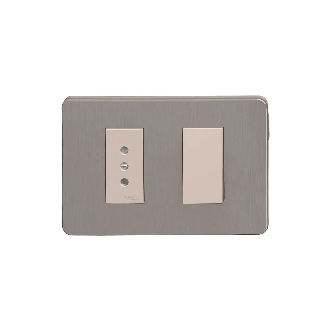 Interruptor 9/12 + enchufe 10A Beige/bronce Orion S713208694 1