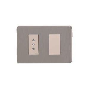 Interruptor 9/12 + enchufe 10A Beige/bronce Orion S713208694