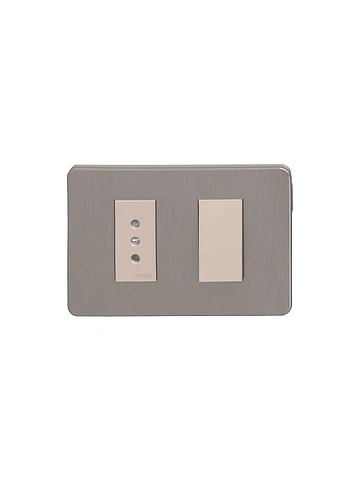 Interruptor 9/12 + enchufe 10A Beige/bronce Orion S713208694