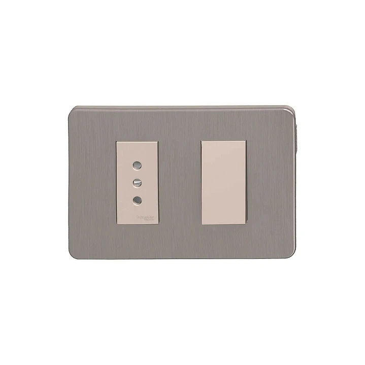 Interruptor 9/12 + enchufe 10A Beige/bronce Orion S713208694 1